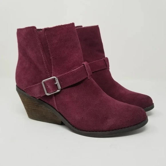Very Volatile Melina Burgundy Suede Leather Boots 8 - Picture 1 of 9